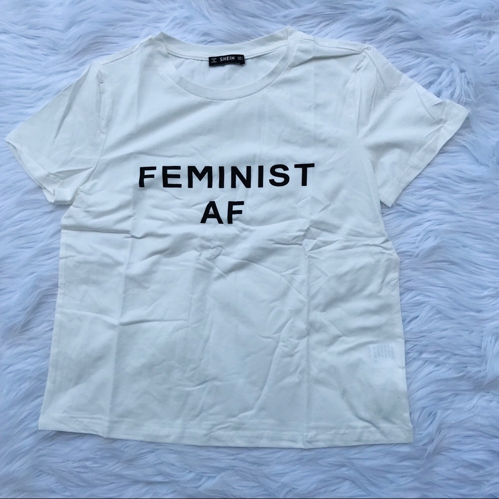 White Graphic T-shirt “FEMINIST AF” - Picture 6 of 6